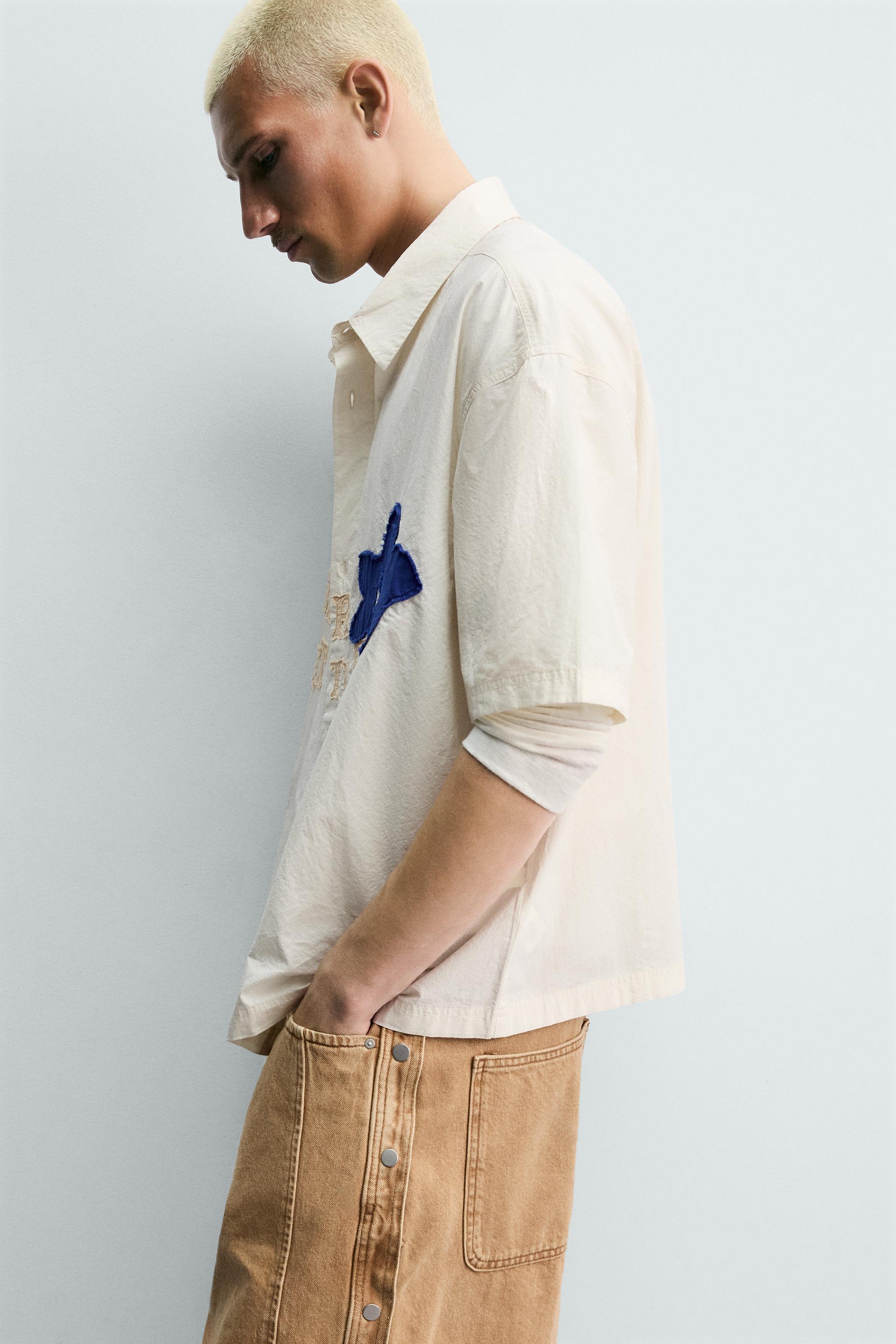 RELAXED FIT TEXT PATCH SHIRT